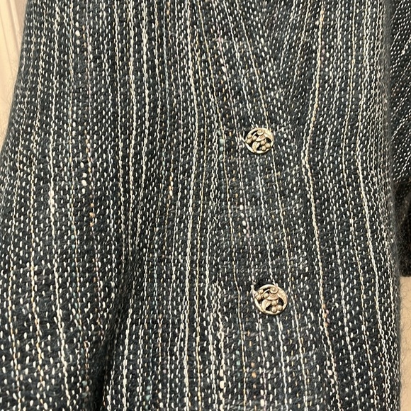 OOAK Vintage sweater overcoat oversized lagenlook RARE teal plaid pockets unique - Picture 5 of 11